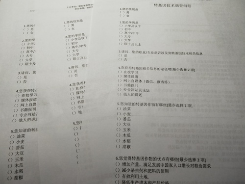 七月十五日 做爱自拍
 “走近转基因”调研小分队 纸质问卷成稿